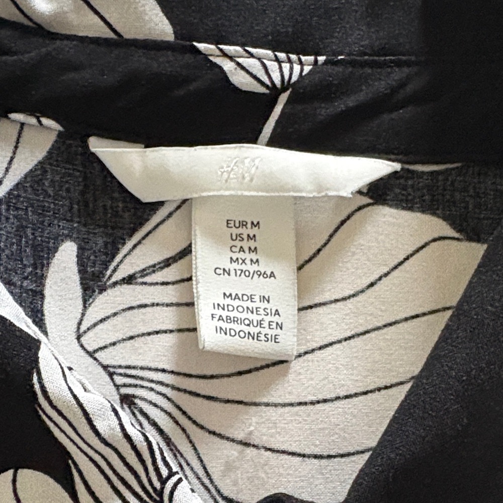 H&M Monochrome Floral Button Front Maxi Dress